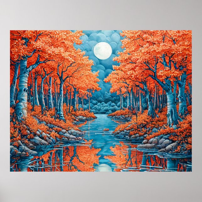 Colourful Forest Landscape With Autumn Trees Poster (Front)