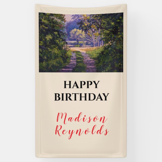 Colourful Forest Light Blue Purple Yellow Green Banner (Vertical)