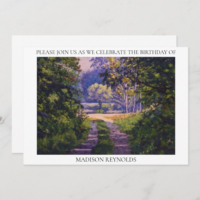 Colourful Forest Light Blue Purple Yellow Green Invitation (Front/Back)