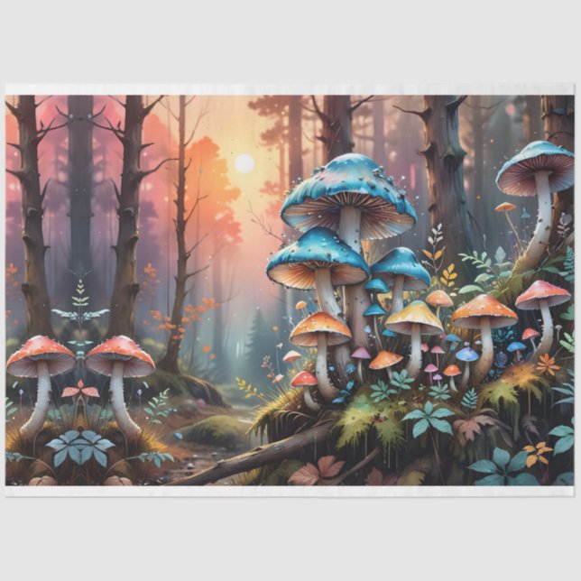 Colourful Forest Mushroom Art I Tissue Paper (Front)