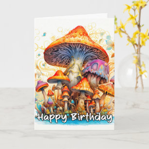 Colourful Forest Mushroom Illustration Card