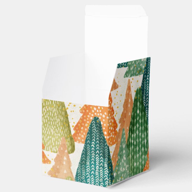 Colourful Forest of Evergreen Christmas Trees Favour Box (Opened)