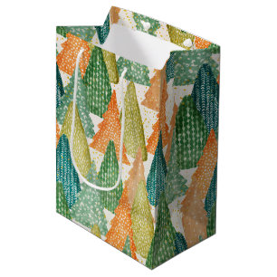 Colourful Forest of Evergreen Christmas Trees Medium Gift Bag