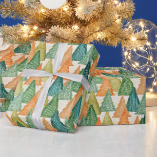 Colourful Forest of Evergreen Christmas Trees Wrapping Paper