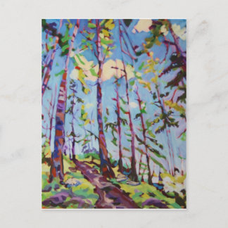 Colourful forest painting postcard