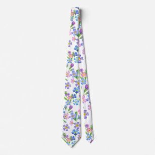 Colourful Forget me not seamless pattern Tie