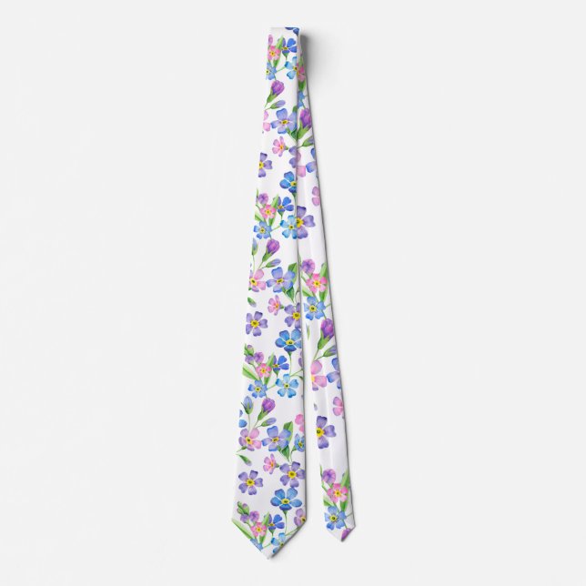 Colourful Forget me not seamless pattern Tie (Front)