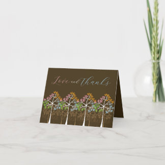 Colourful Four Seasons Trees Thank You Note Card