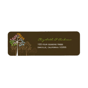 Colourful Four Seasons Trees Wedding Address Label