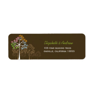 Colourful Four Seasons Trees Wedding Address Label