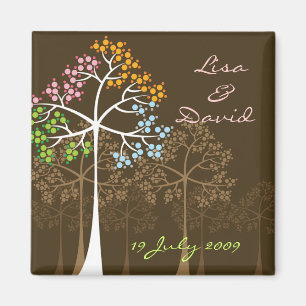 Colourful Four Seasons Trees Wedding Save The Date Magnet
