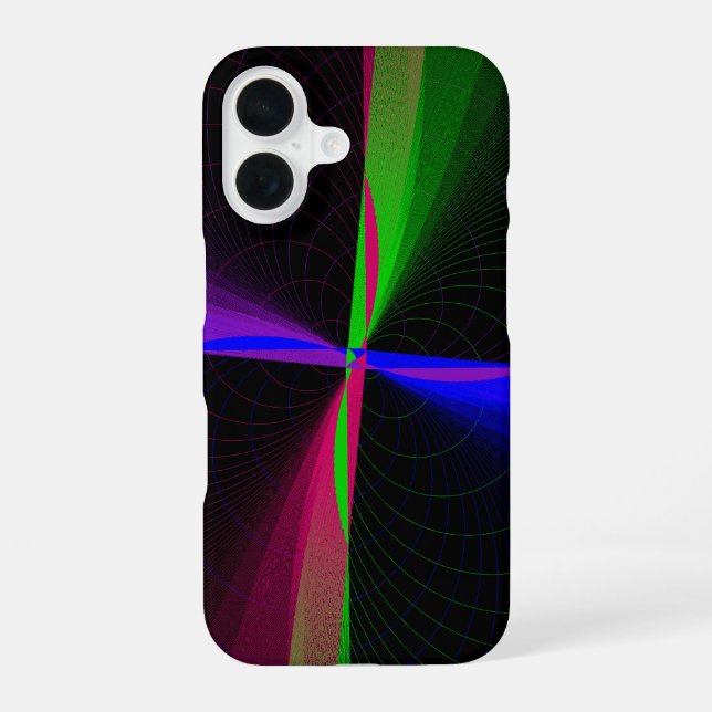 Colourful Four-Way Wave Geometric iPhone 16 Case (Back)