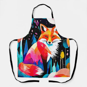 Colourful Fox Abstract Art Apron