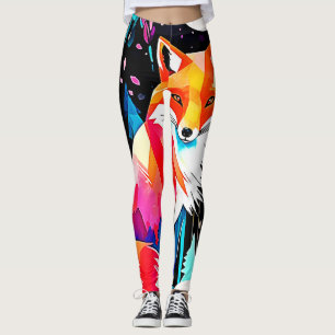 Colourful Fox Abstract Art Leggings