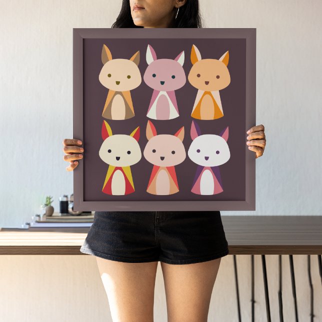 Colourful Fox Cartoon Canvas Print (Creator Uploaded)