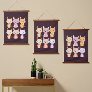 Colourful Fox Cartoon Hanging Tapestry