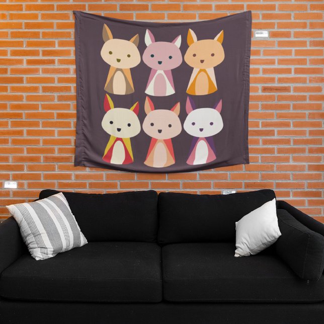 Colourful Fox Cartoon Tapestry (Creator Uploaded)