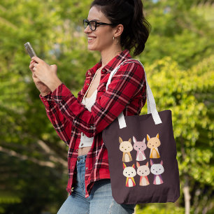 Colourful Fox Cartoon Tote Bag