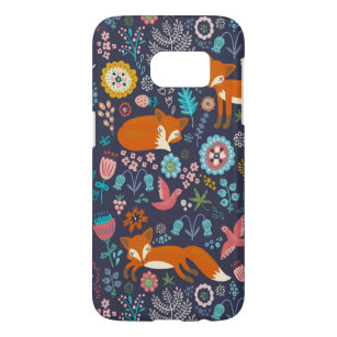 Colourful Foxes Birds & Flowers Illustration