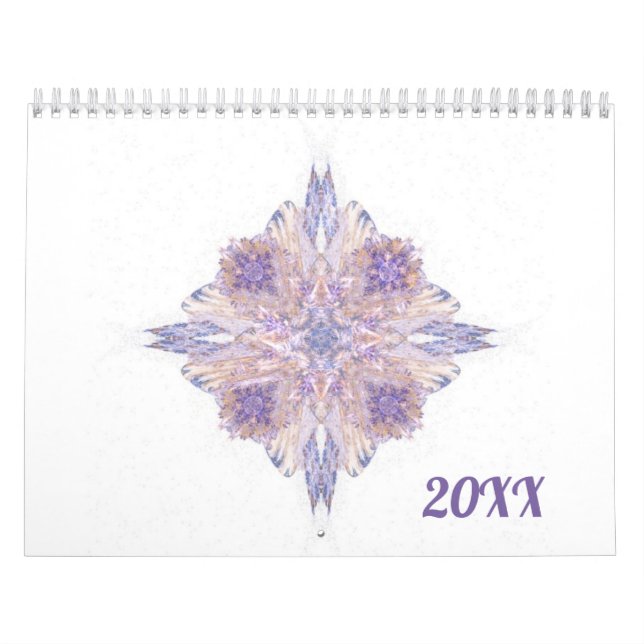 Colourful Fractal Art Designs Twelve Months Calendar (Cover)