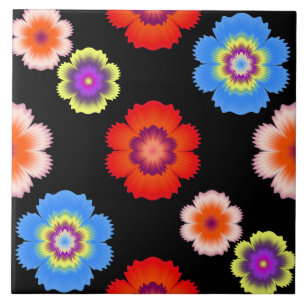 Colourful Fractal Art Flower Artistic Pattern Tile