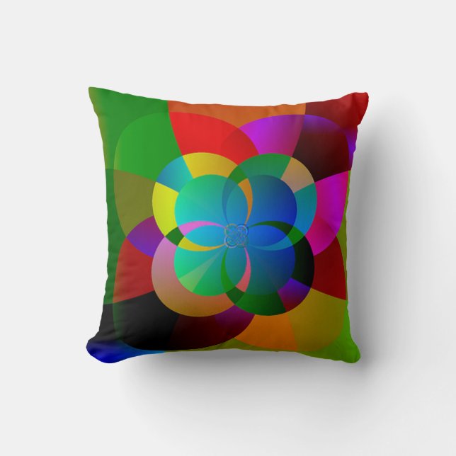 Colourful fractal artwork cushion (Front)