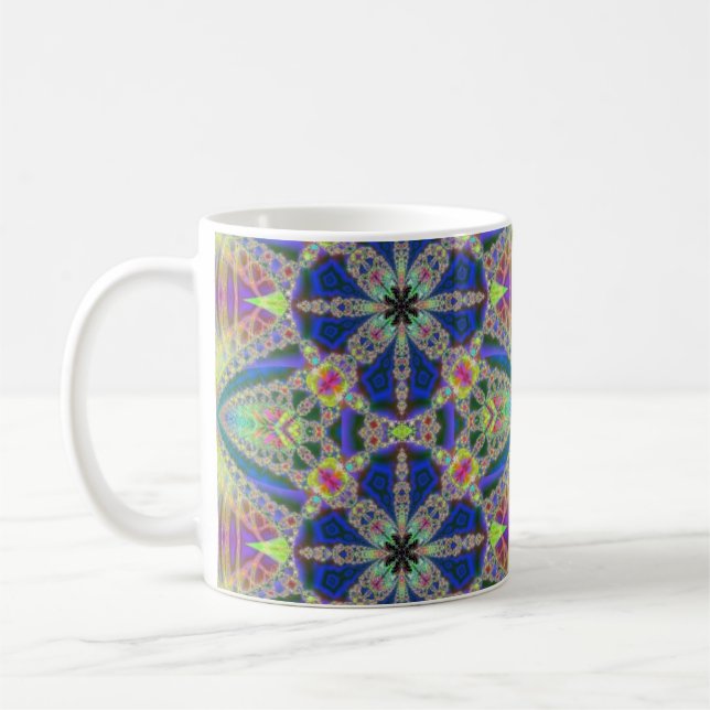 Colourful Fractal Bursts Mug (Left)