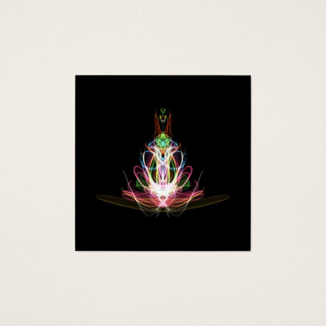 Colourful Fractal Flower Square Business Card (Front)