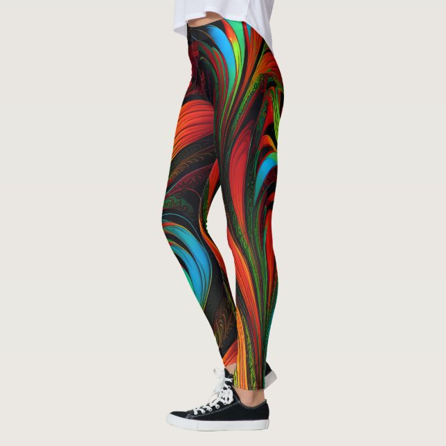Colourful Fractal Flowers Leggings (Left)
