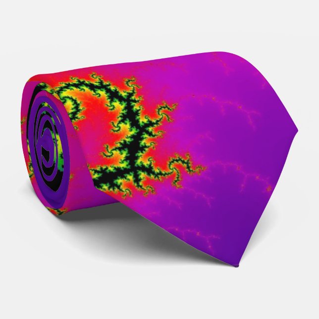 Colourful Fractal Lightning Strike Neck Tie (Rolled)