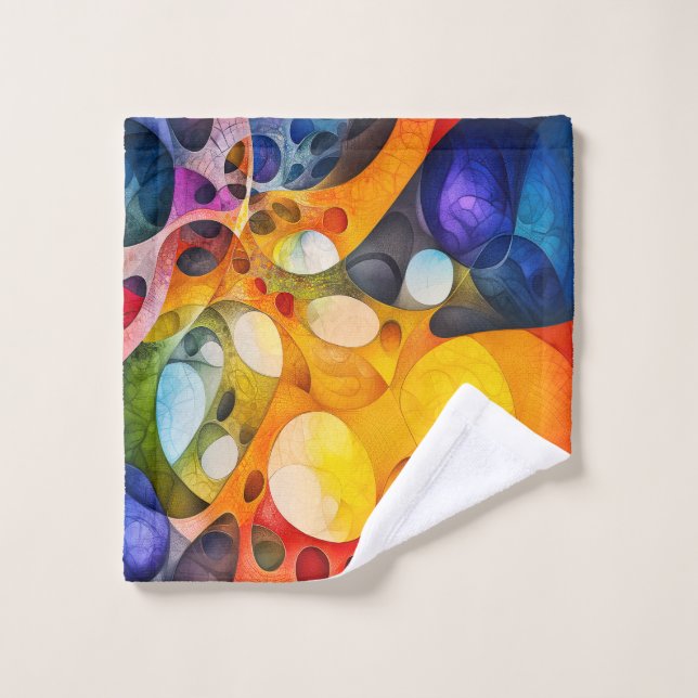 Colourful Fractal Pattern Bathroom Towel Set (Wash Cloth)