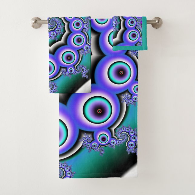 Colourful  Fractal Pearls Spiral Bath Towel Set (Insitu)