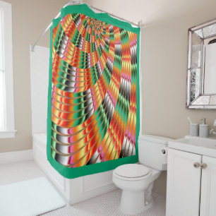 Colourful Fractal Pearls Spiral Shower Curtain
