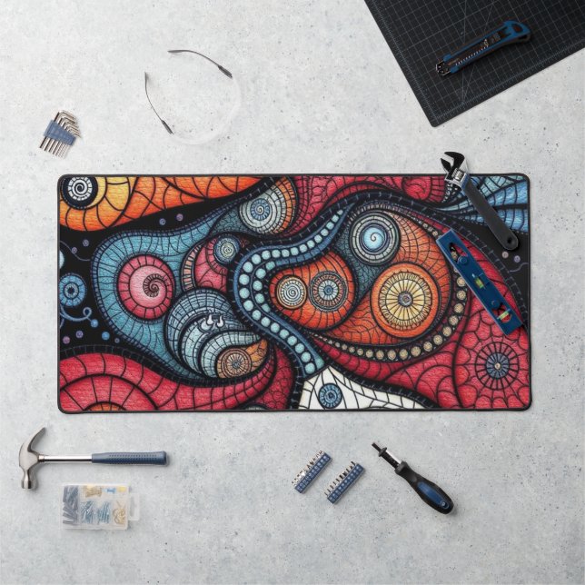 Colourful Fractal Spiral Art  Desk Mat (Workstation)