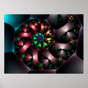 Colourful Fractal Spiral Poster