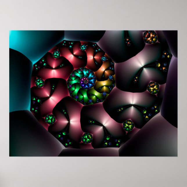 Colourful Fractal Spiral Poster (Front)