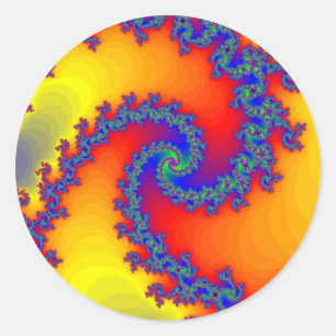Colourful Fractal Spirals: Classic Round Sticker