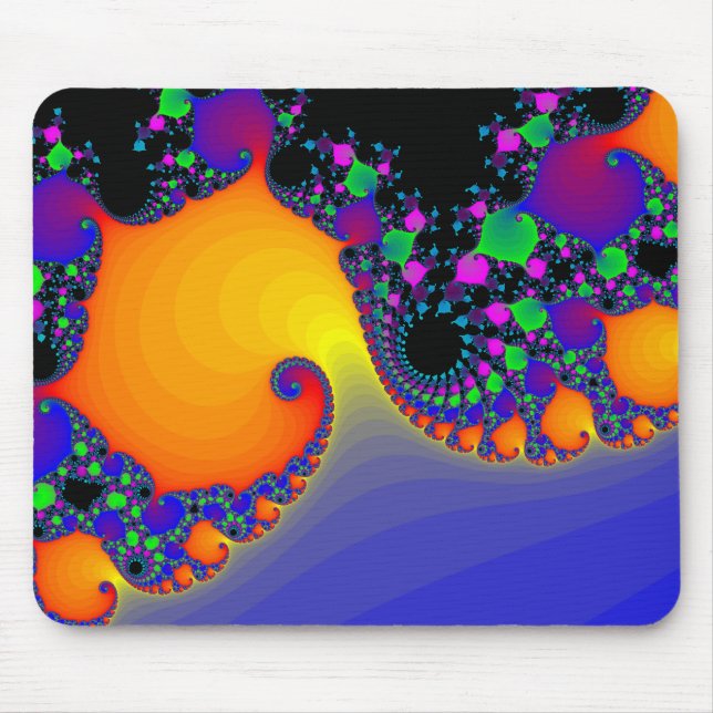 Colourful Fractal Spirals: Mouse Mat (Front)