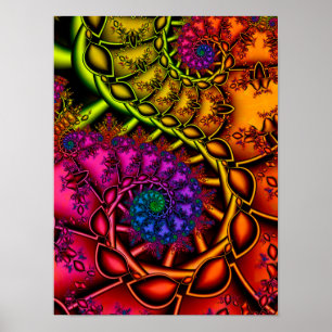 Colourful Fractal Spirals Poster