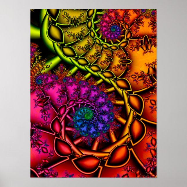 Colourful Fractal Spirals Poster (Front)
