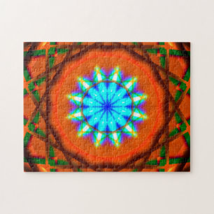 Colourful Fractal Stars Repetitive Mandala Jigsaw Puzzle