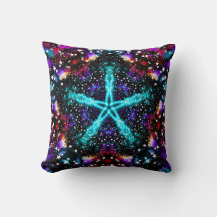Colourful Fractal Stars Universe Mandala Star Cushion