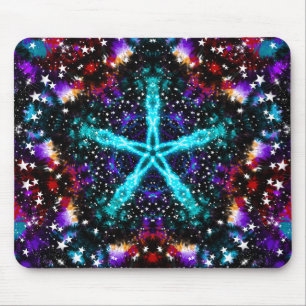 Colourful Fractal Stars Universe Mandala Star Mouse Mat
