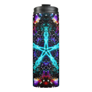 Colourful Fractal Stars Universe Mandala Star Thermal Tumbler