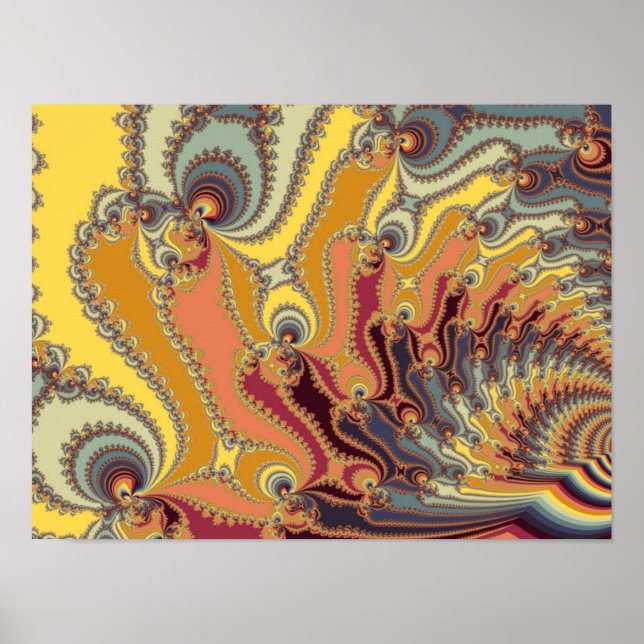 Colourful Fractal Wave Poster (Front)