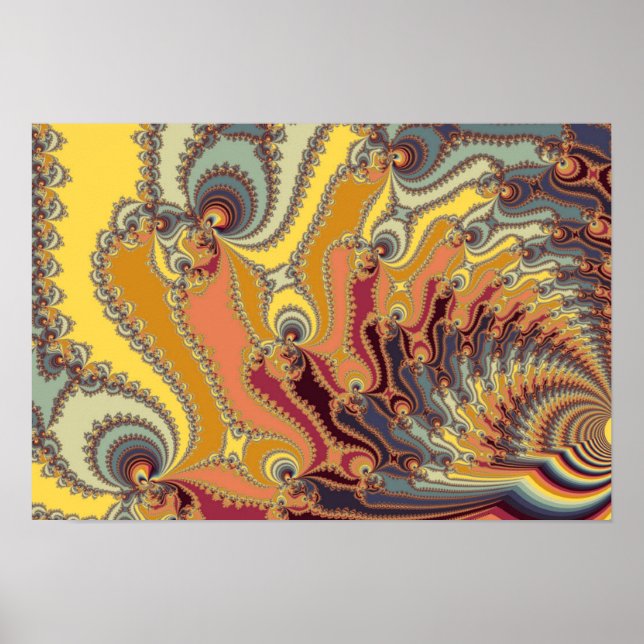 Colourful Fractal Wave Poster (Front)