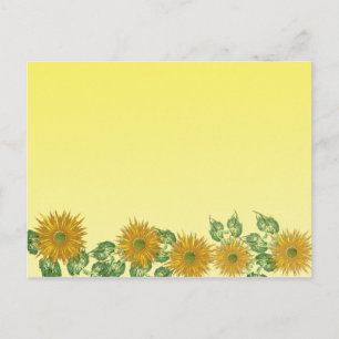 Colourful Fractal Yellow Flower Leaf Border Postcard