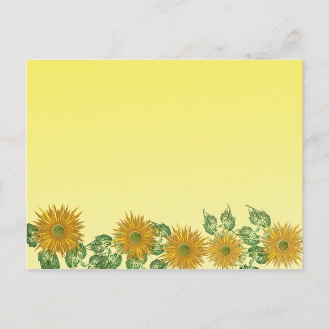 Colourful Fractal Yellow Flower Leaf Border Postcard (Front)