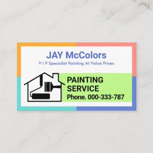 Colourful Frame Brush Paint Stripe Business Card