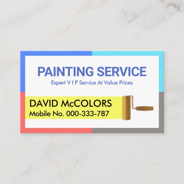Colourful Frame Brush Painting Stripe Business Card (Front)